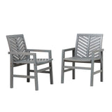 Modern 2 Piece Chevron Patio Chairs Dark Gray by Walker Edison | Bel Furniture