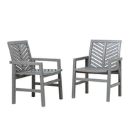 Modern 2 Piece Chevron Patio Chairs Dark Gray by Walker Edison | Bel Furniture