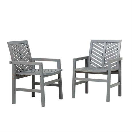 Modern 2 Piece Chevron Patio Chairs Dark Gray by Walker Edison | Bel Furniture
