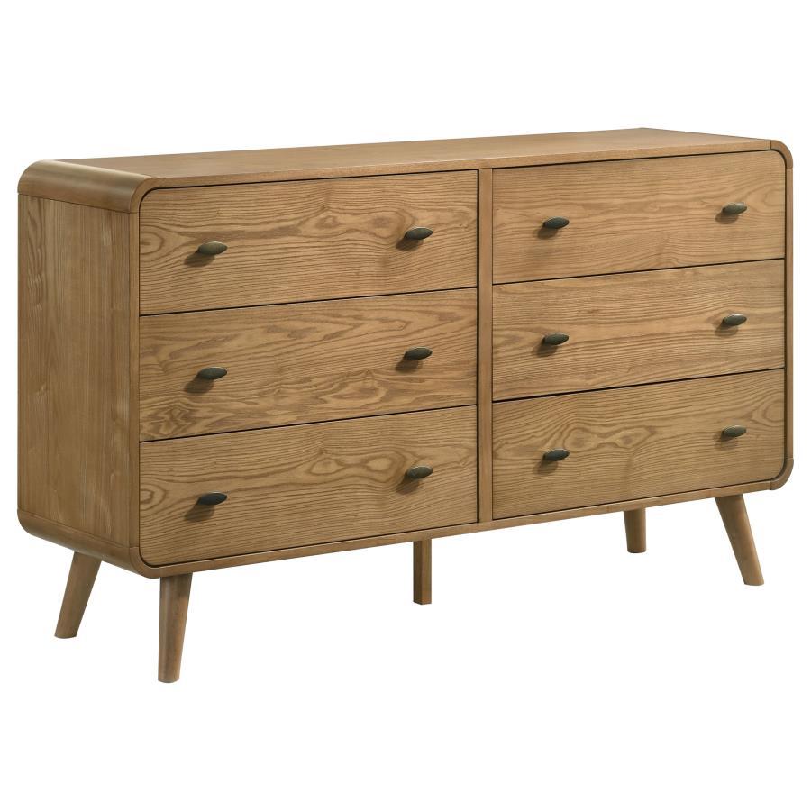 Robyn - 6-Drawer Bedroom Dresser Light Brown by CoasterEssence | Bel Furniture