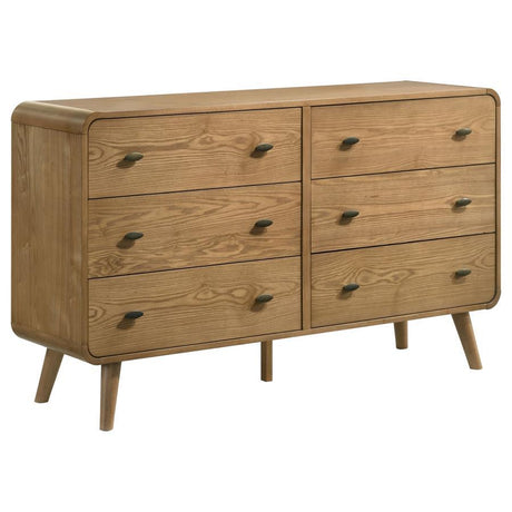 Robyn - 6-Drawer Bedroom Dresser Light Brown by CoasterEssence | Bel Furniture