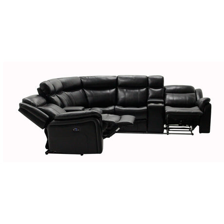 Jupiter - Leather Sectional - Black - view 8
