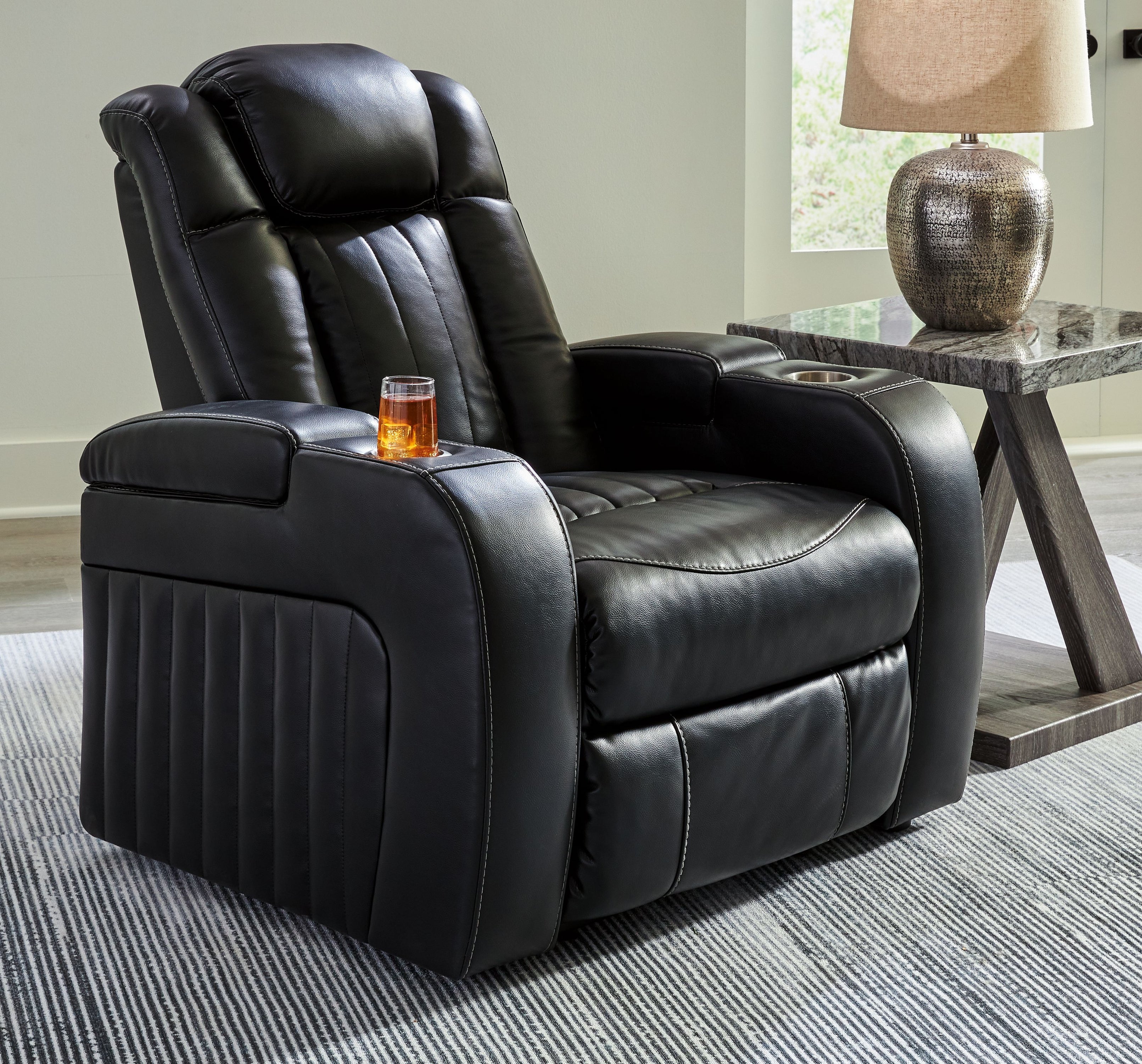 Caveman Den - Midnight - Power Recliner/ Adj Headrest