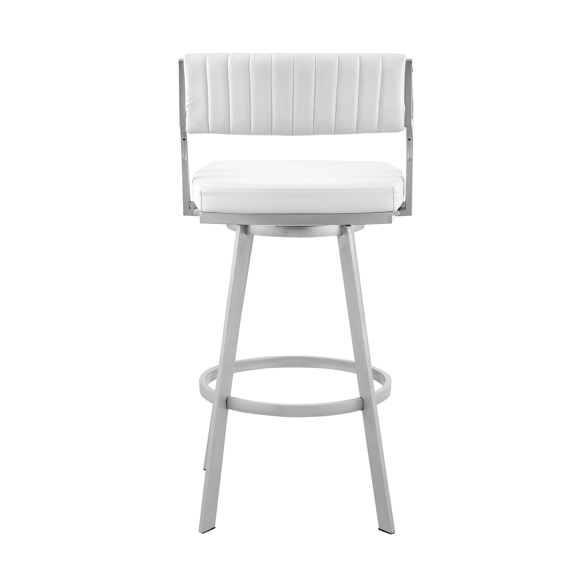 Swivel Low Back Counter Height / Bar Chair - White / Silver