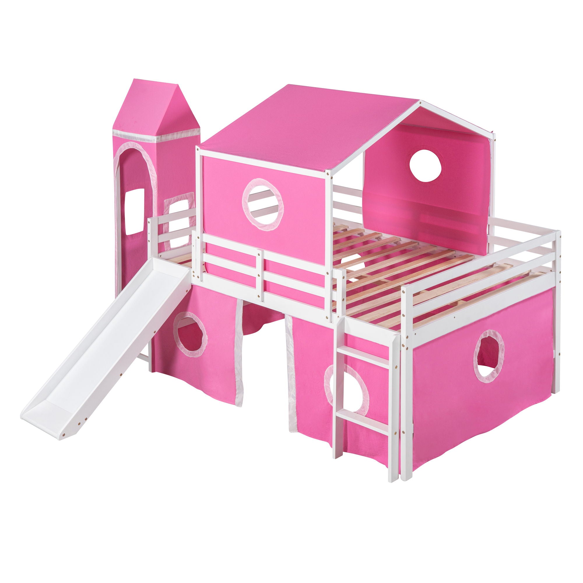 Loft Bed With Slide Tent And Tower