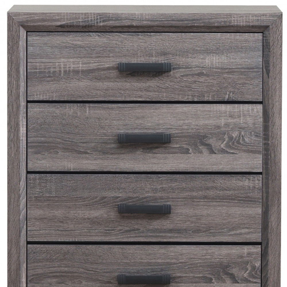 Wooden 5 Drawer Chest - Gray