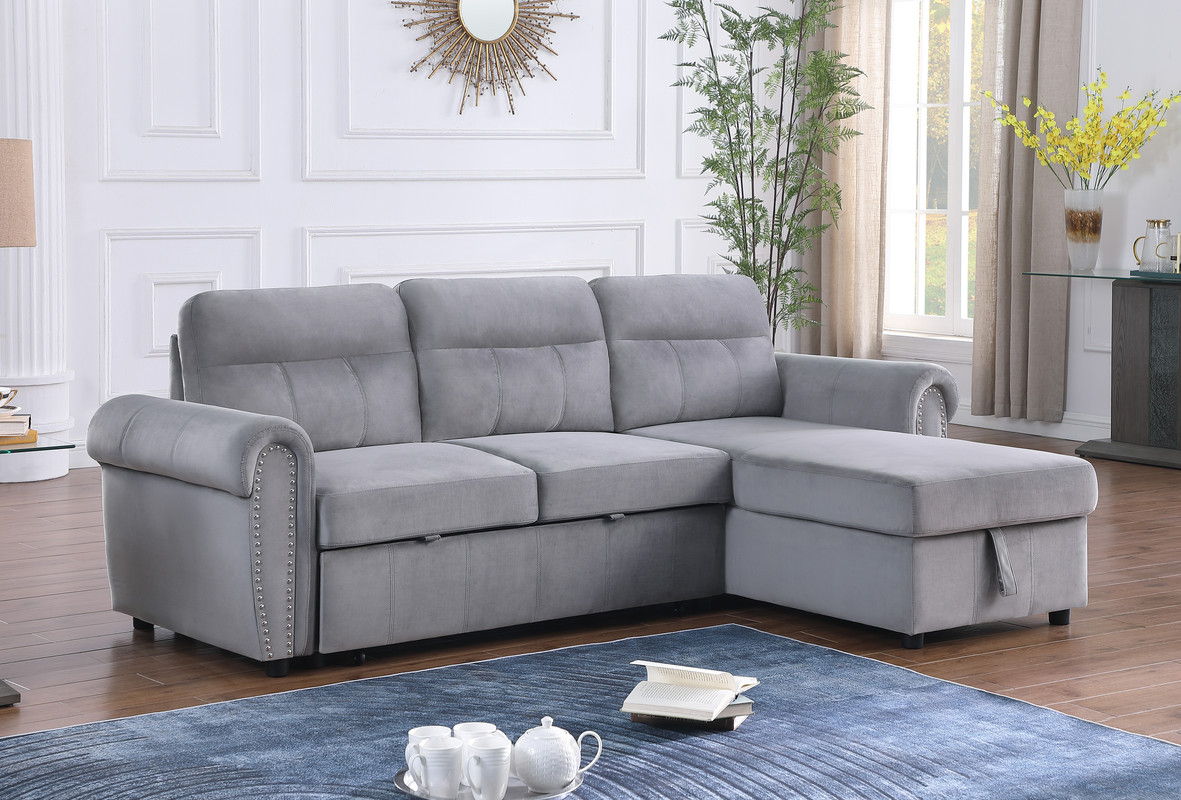 Ashton - Reversible Sleeper Sectional Sofa Chaise by Lilola Home | Bel Furniture