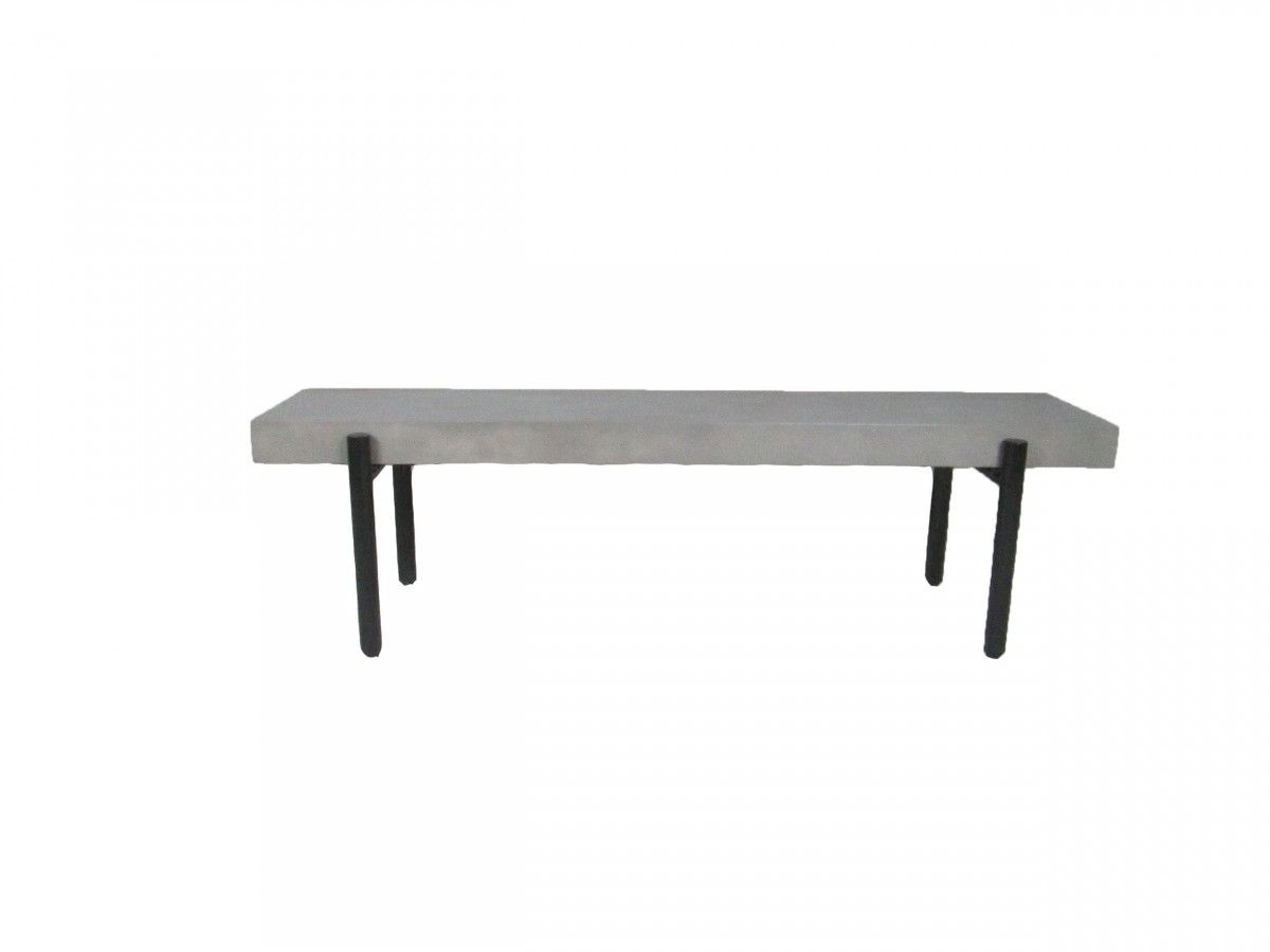 Concrete Dining Bench - Gray / Black