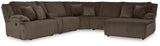 Top Tier - Reclining Sectional Dark Brown 6 Pc. Right Arm Facing Chaise Reclining Sectional by Signature Design by Ashley® | Bel Furniture