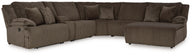 Top Tier - Reclining Sectional Dark Brown 6 Pc. Right Arm Facing Chaise Reclining Sectional by Signature Design by Ashley® | Bel Furniture
