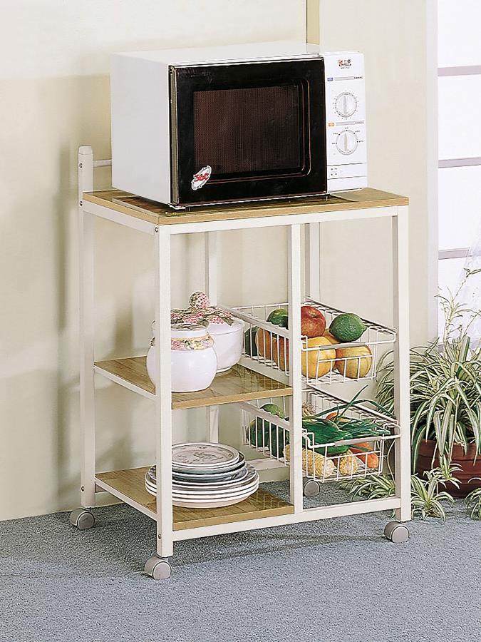 Kelvin - 2-Shelf Mobile Kitchen Cart - Natural Brown And White