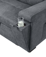Toby - Woven Fabric Reversible Sleeper Sectional Sofa With Storage Chaise Cup Holder Charging Ports And Pockets by Lilola Home | Bel Furniture