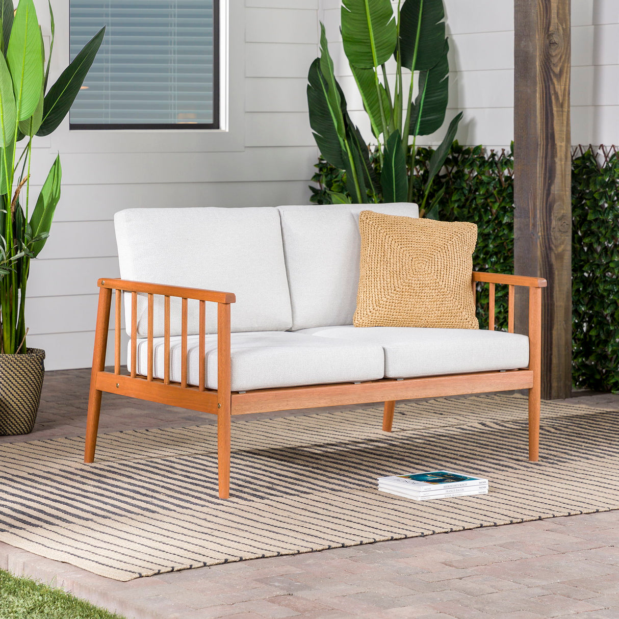 Contemporary Cushioned Patio Triple Lounge by Walker Edison | Bel Furniture
