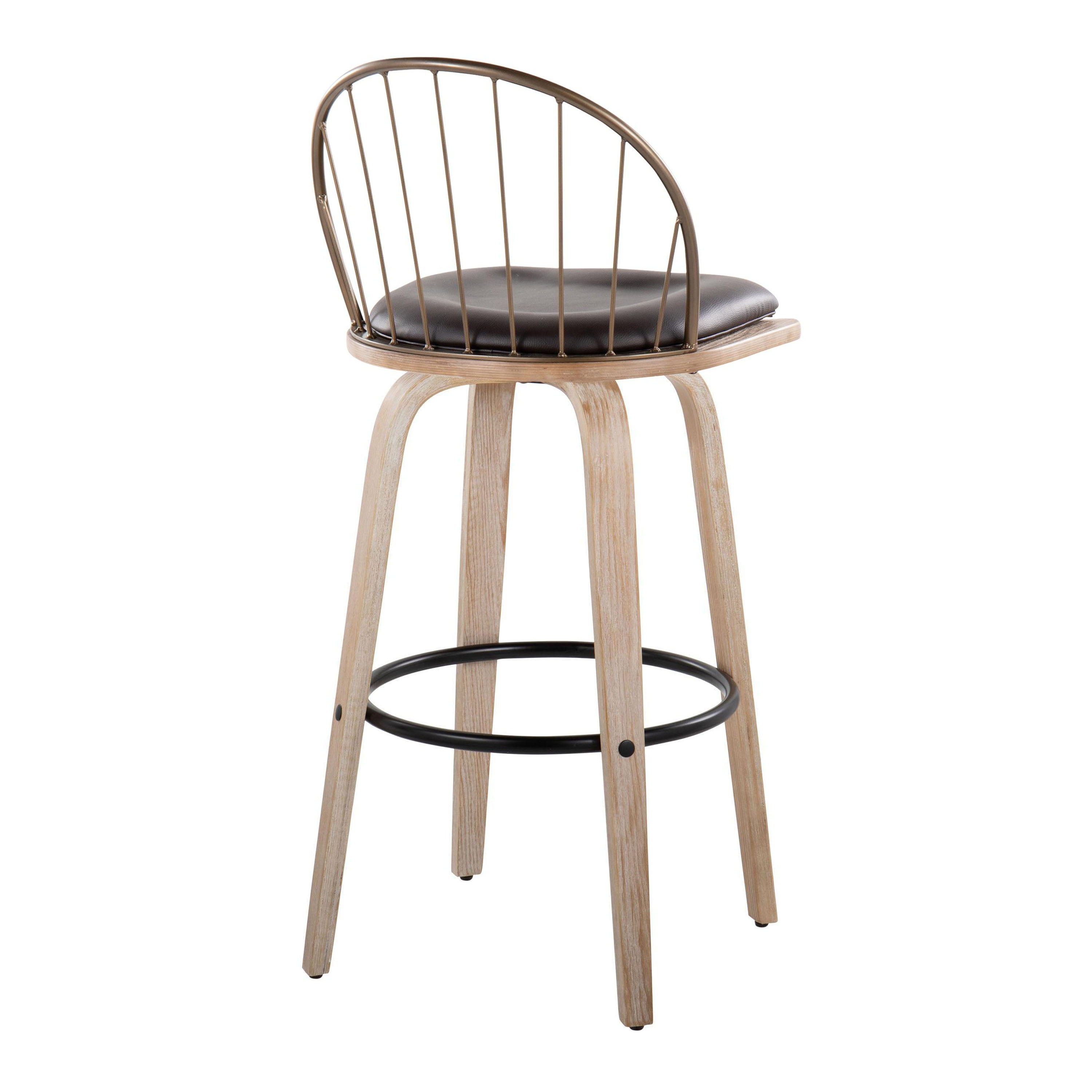 Riley - Industrial / Urban Fixed Height Barstool With Swivel With Removable Cushion (Set of 2)