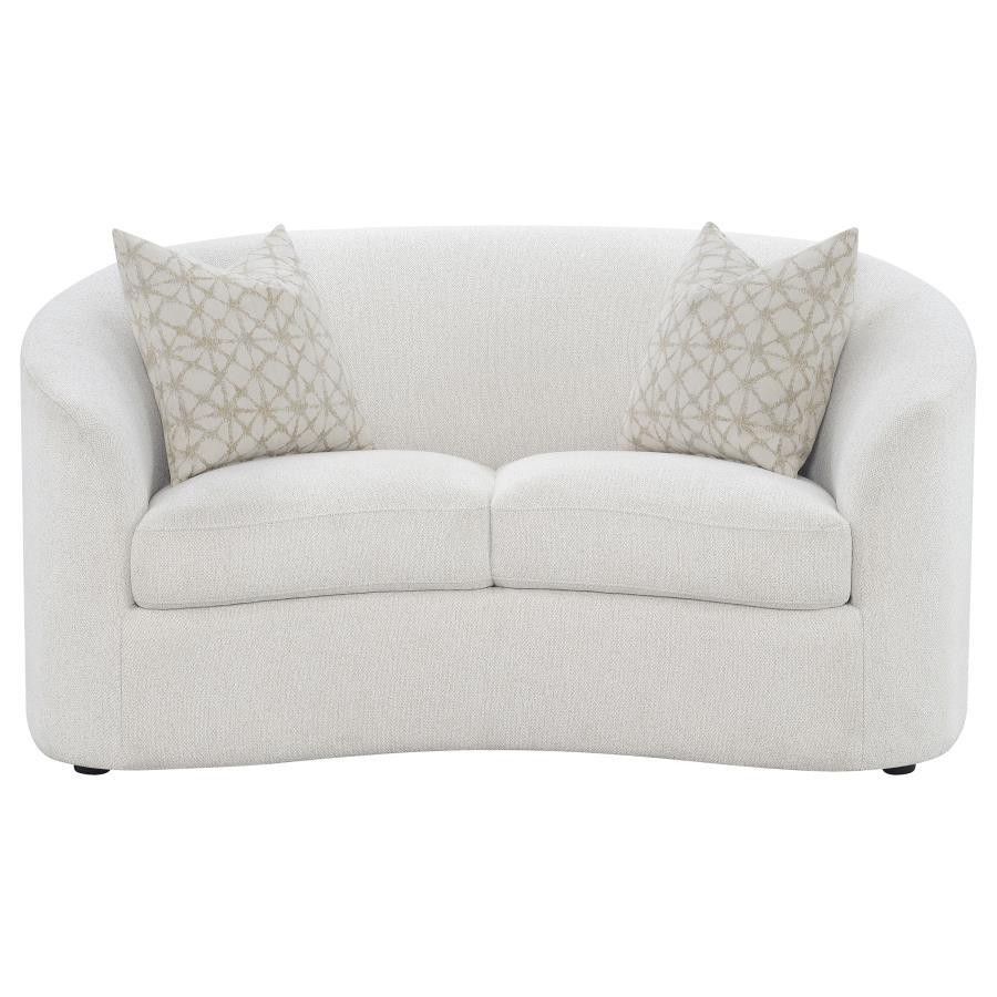 Rainn - Boucle Upholstered Sloped Arm Loveseat - Latte by CoasterEssence | Bel Furniture