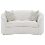 Rainn - Boucle Upholstered Sloped Arm Loveseat - Latte by CoasterEssence | Bel Furniture