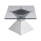Jenny - Glass Top Stainless Steel Table