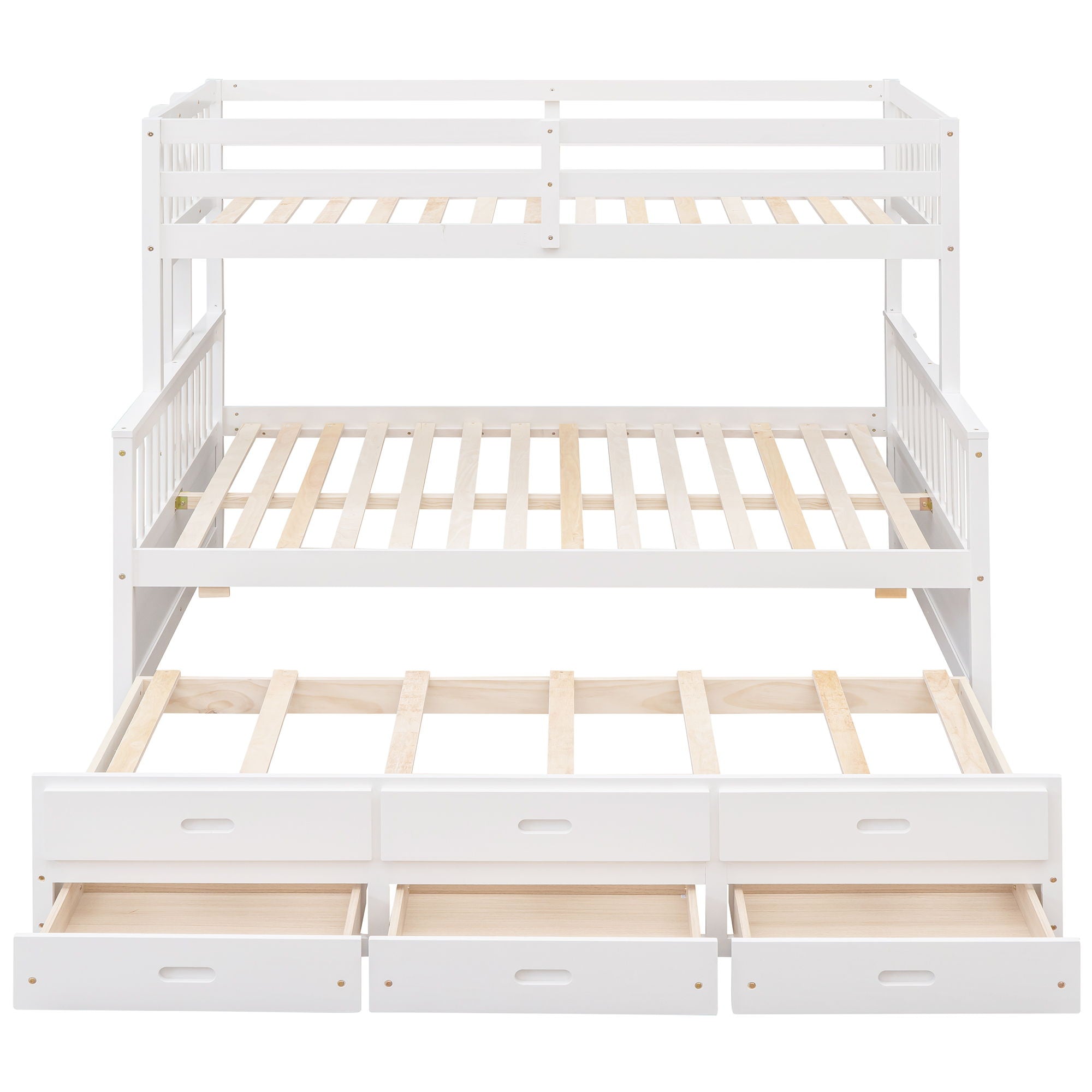 Twin Over Full Bunk Bed With Twin Size Trundle, Separable Bunk Bed With Drawers For Bedroom