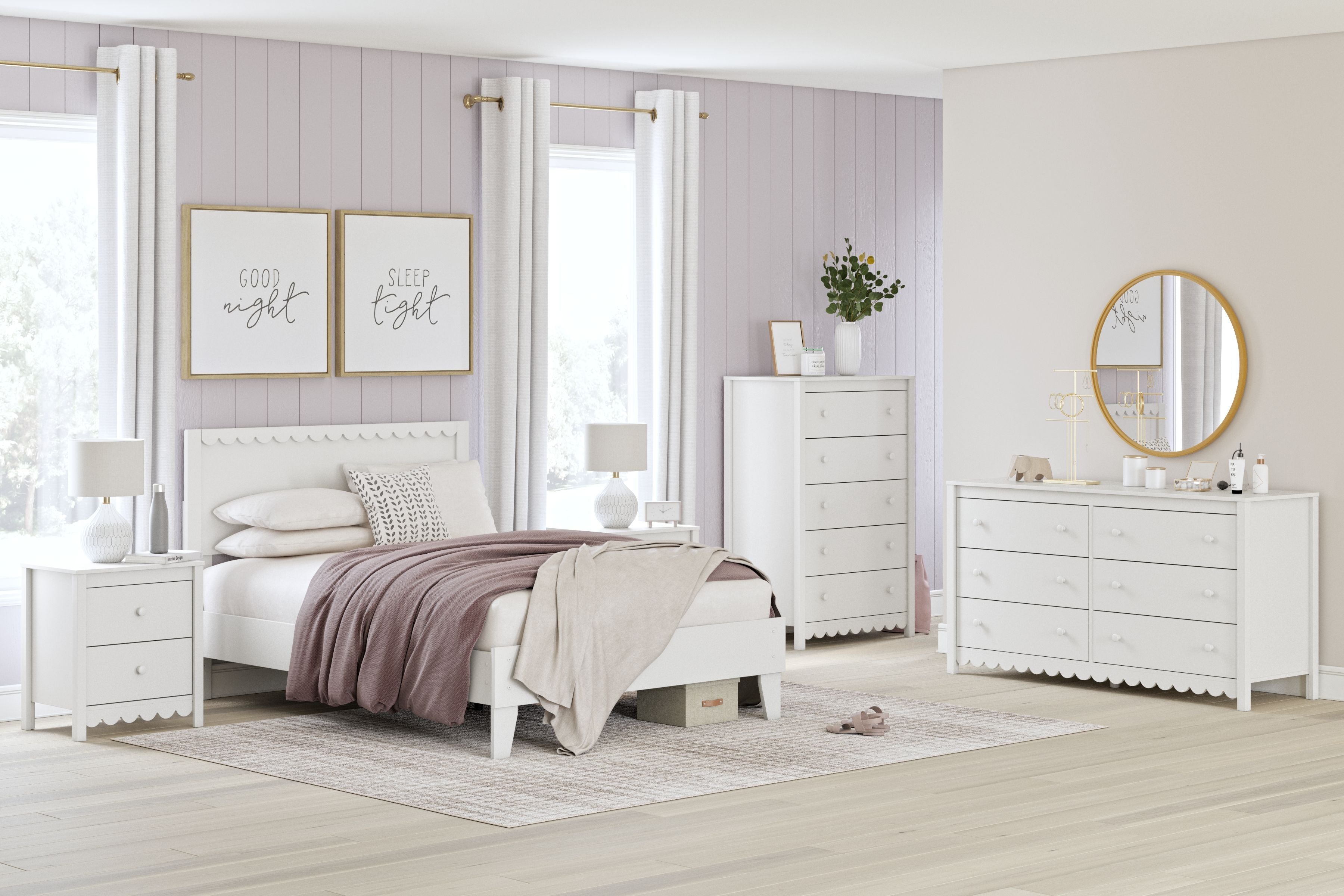 Hallityn - White - Six Drawer Dresser