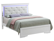 Bed With LED Light Accents Headboard