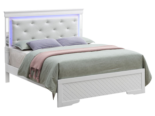 Bed With LED Light Accents Headboard