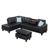Irine - Faux Leather Sectional Sofa With Ottoman