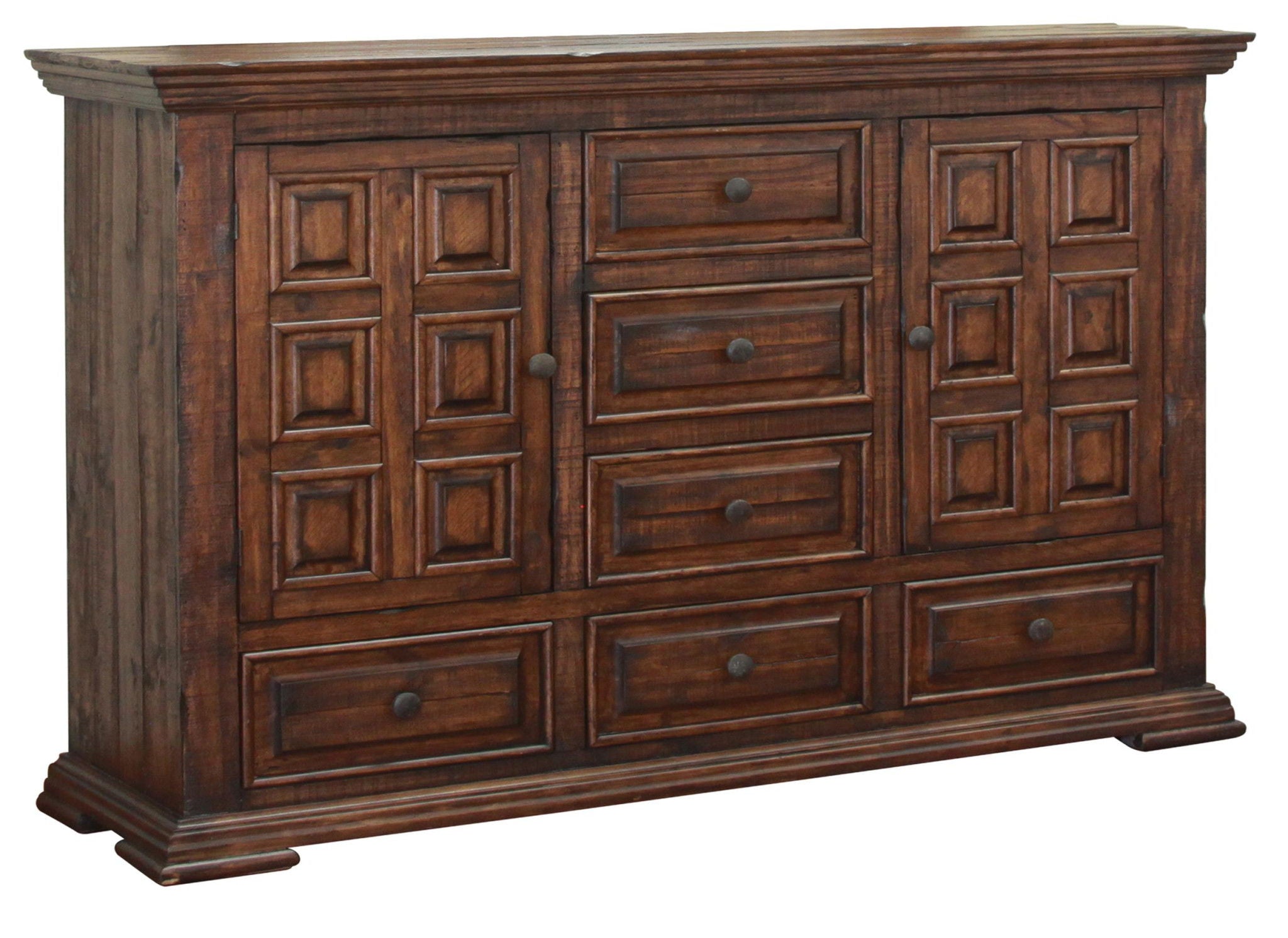 Solid Wood Six Drawer Triple Dresser - Chocolate