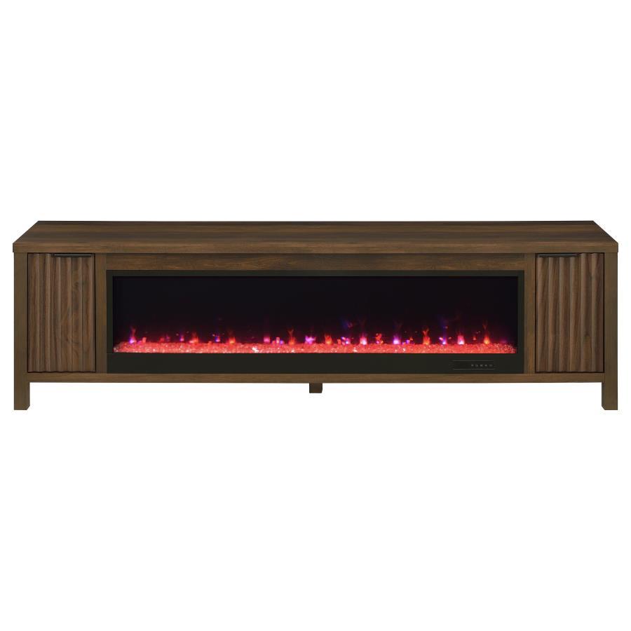 Carey - 79" TV Stand Fireplace Media Console - Dark Pine