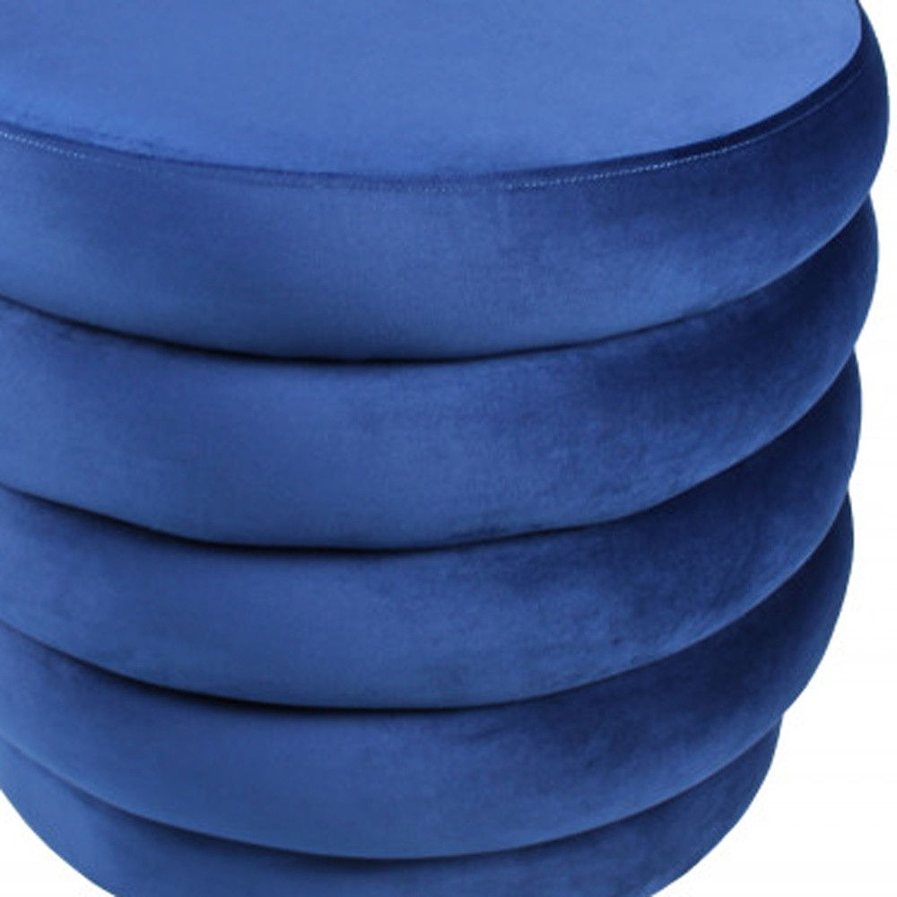 Velvet Tufted Round Cocktail Ottoman - Blue