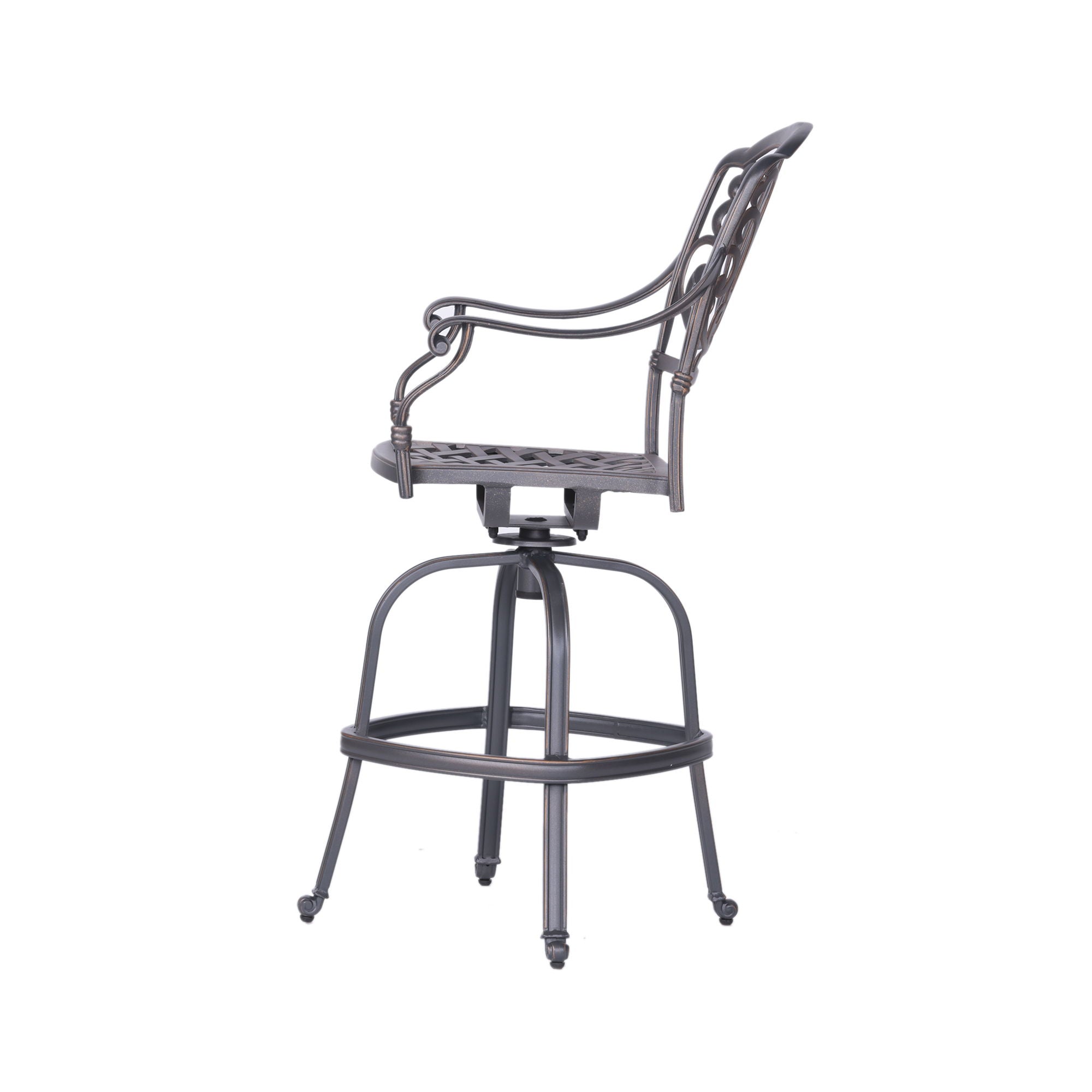 Patio Outdoor Aluminum Swivel Bar Stool With Cushion (Set of 2)