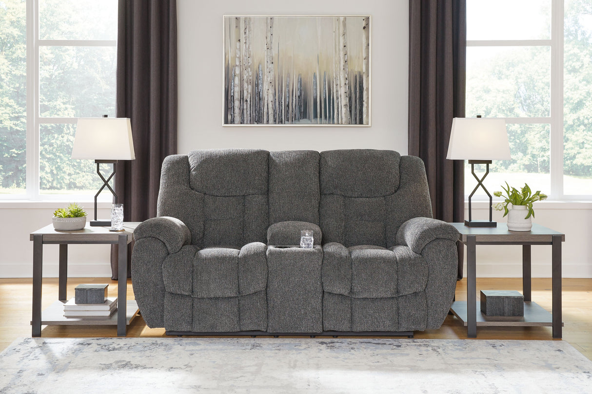 Foreside - Charcoal - Dbl Reclining Loveseat with Console by Signature Design by Ashley® | Bel Furniture