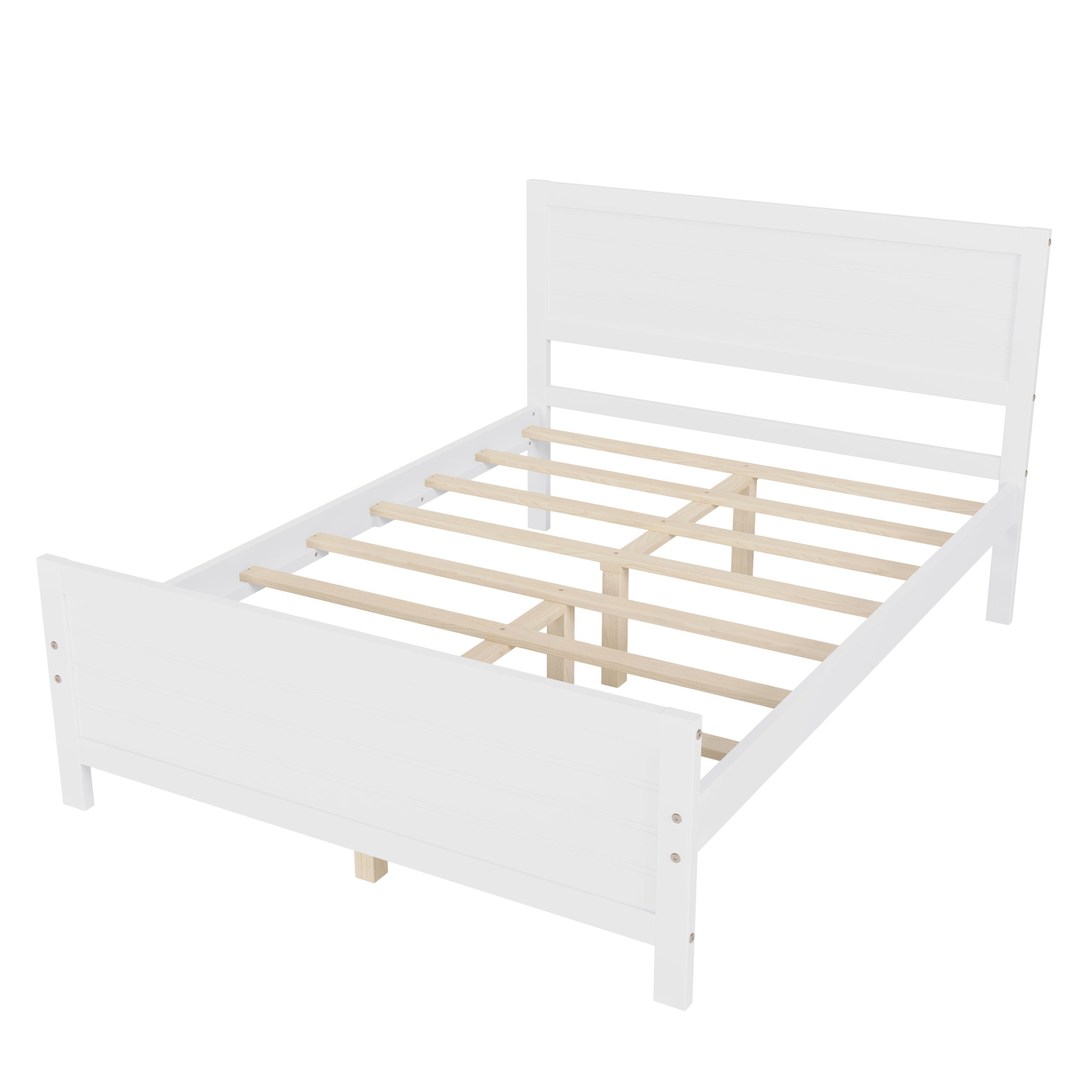 Wood Platform Bed Frame With Headboard, Mattress Foundation With Wood Slat Support, No Box Spring Needed