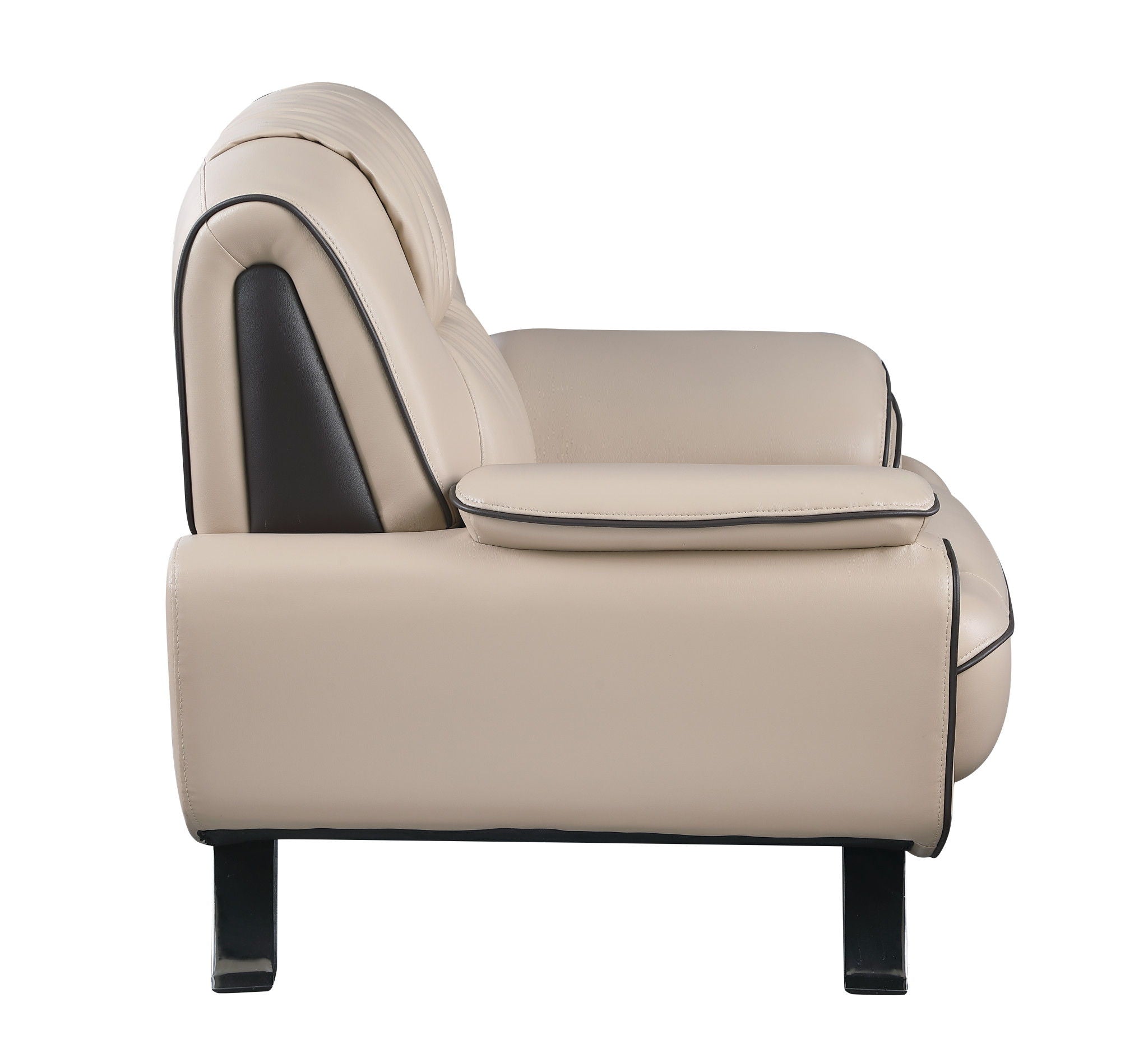 Love Seat Faux Leather - Silver / Beige