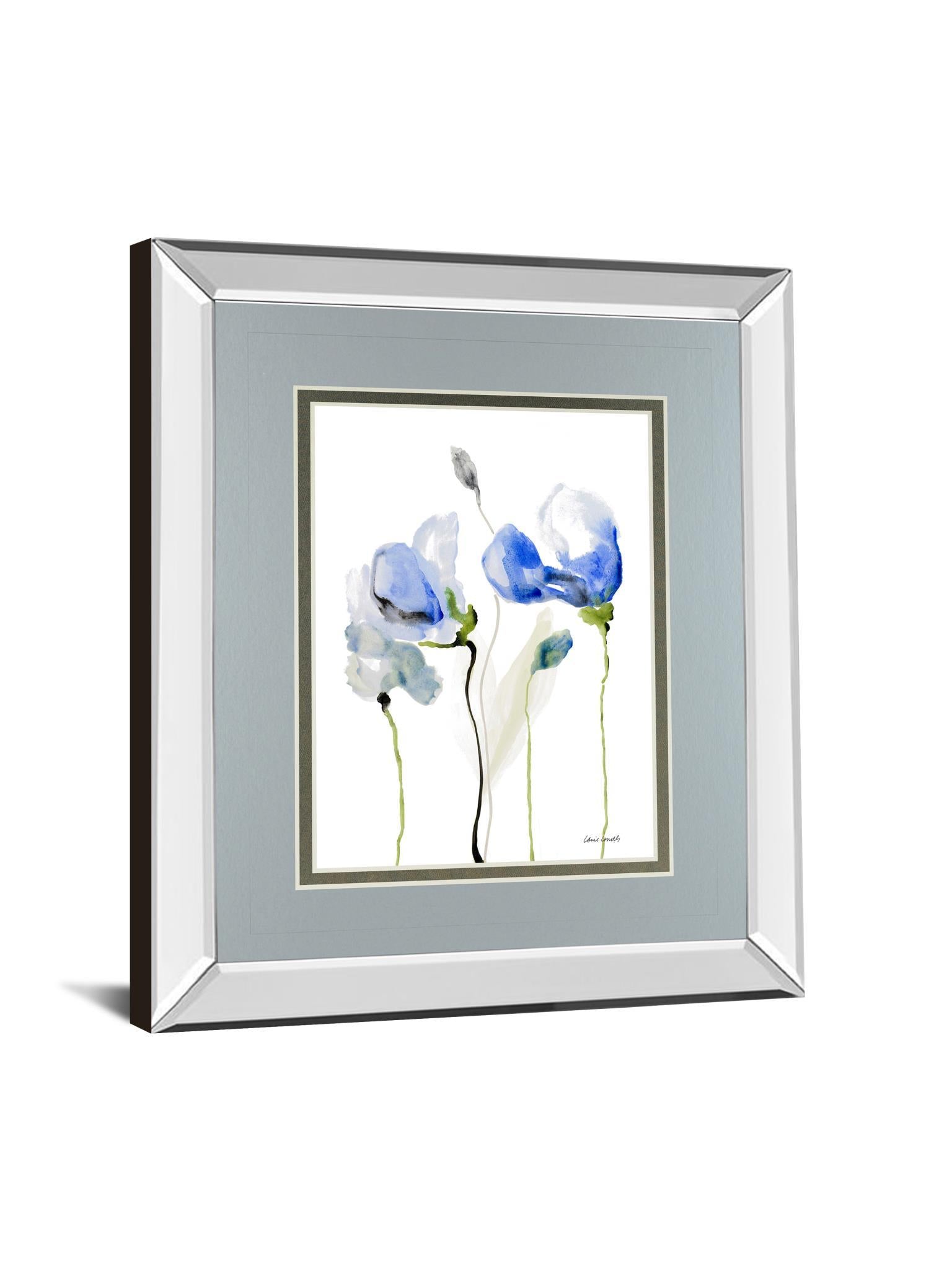 All Poppies Il By Lanie Loreth - Mirror Framed Print Wall Art - Blue