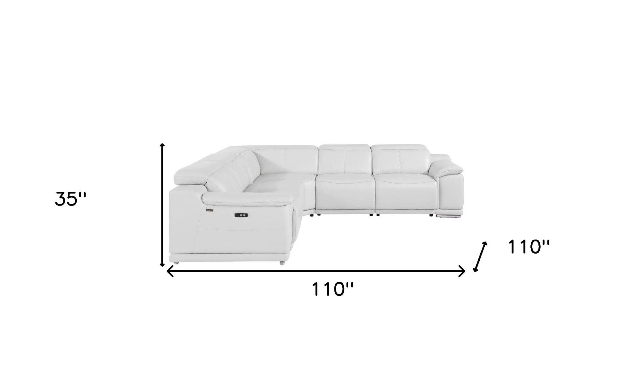 Italian Leather Power Reclining L Shaped Five Piece Corner Sectional - White