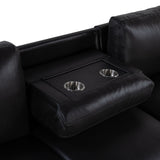 Montero - Sofa With Pull Out Bed, Drop Down Table, USB And Cup Holders, Storage Chaise - Charcoal Black