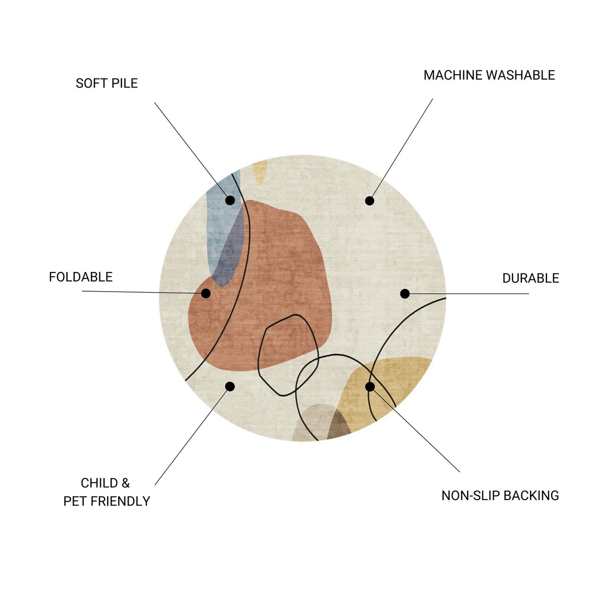 Rabbit - Washable Non - Slip Round Rug - Ivory / Red by Icona Home Decor | Bel Furniture