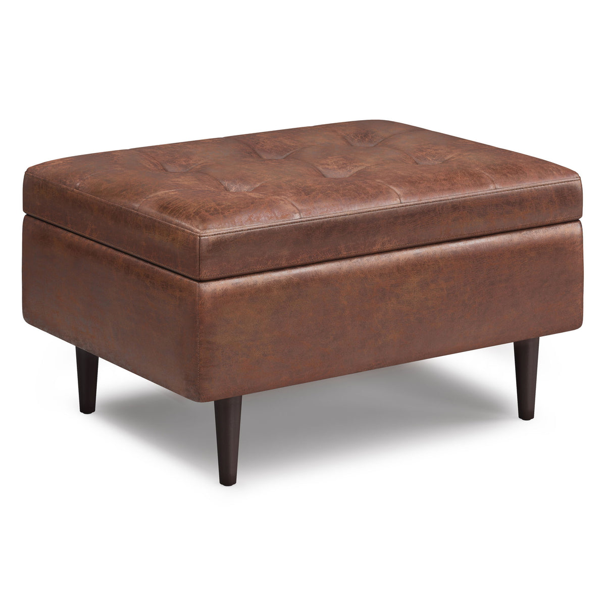 Shay - Mid Century Small Coffee Table Storage Ottoman - Distressed Sad ...