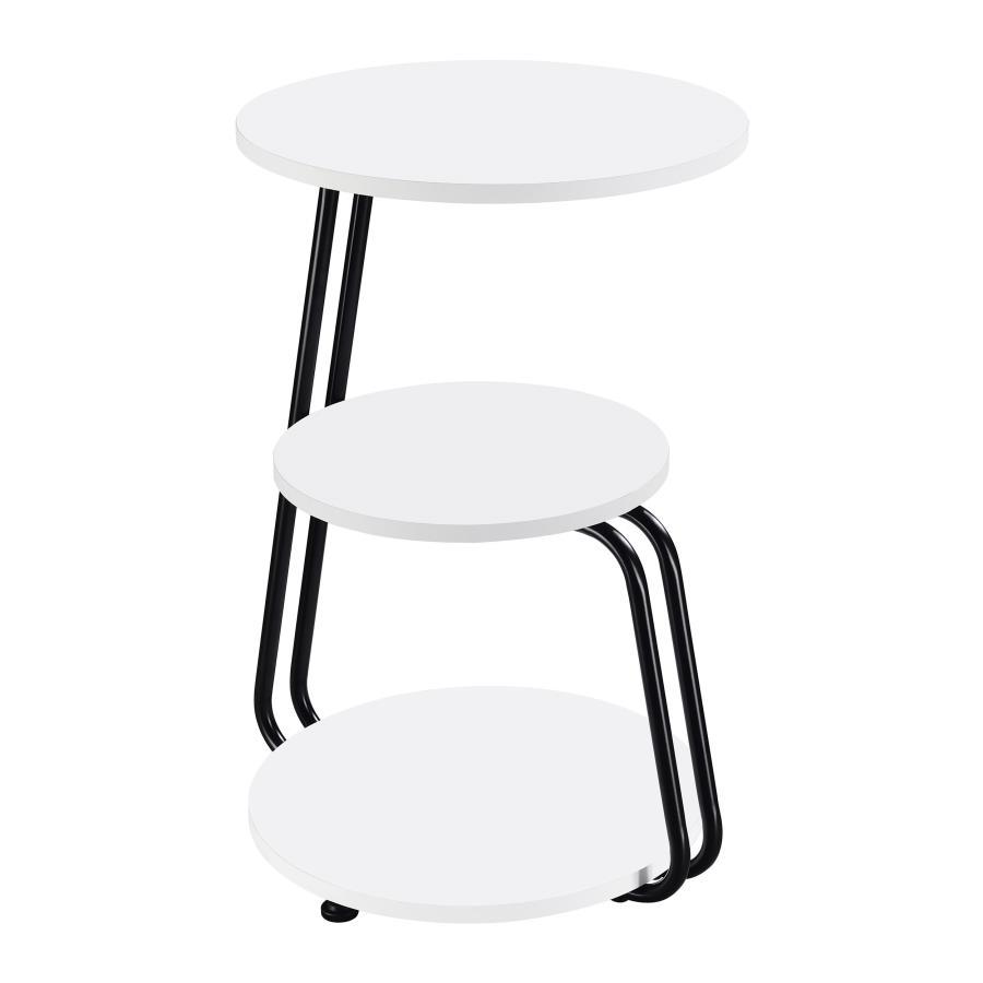 Hilly - 3-Tier Round Accent Side Table - White And Black