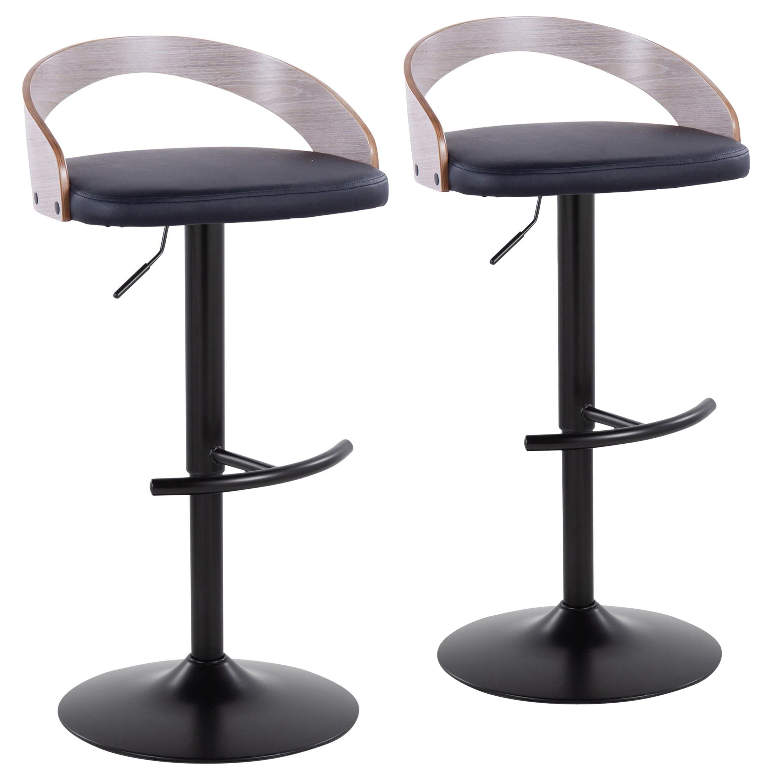 Grotto - Contemporary Adjustable Barstool With Swivel With Rounded T Footrest Elegant Design (Set of 2)