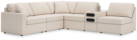 Modmax - Oyster - Sectional White 6 Pc. Sectional With Audio System Console by Signature Design by Ashley® | Bel Furniture