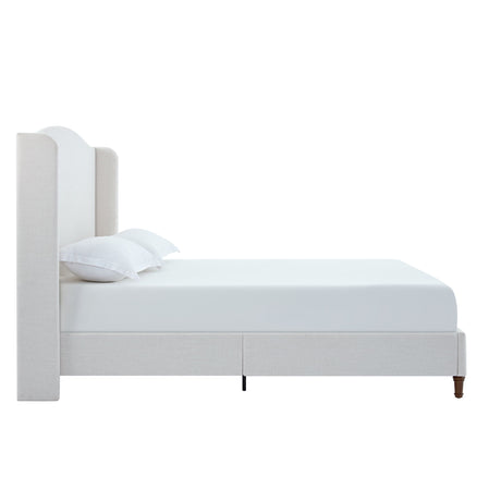 Hannah - Upholstered Wingback Bed Size / Tall Headboard Upholstered King Bed / Premium Textured Look / Minimalist Designs /…