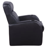 Cyrus - Upholstered Track Arm Recliner - Black by CoasterEssence | Bel Furniture