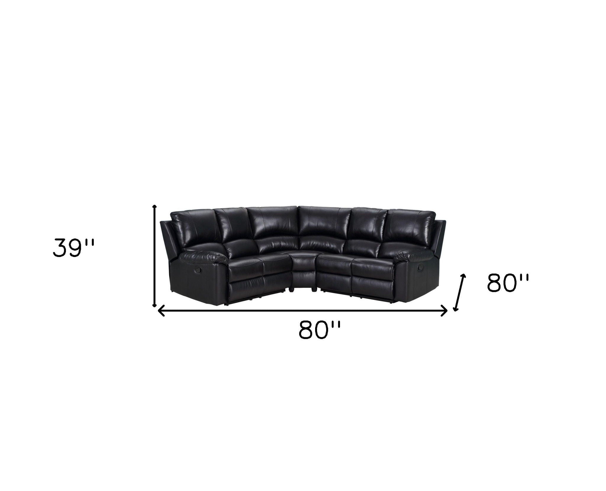 Polyester Blend Reclining U Shaped Three Piece Corner Sectional - Black