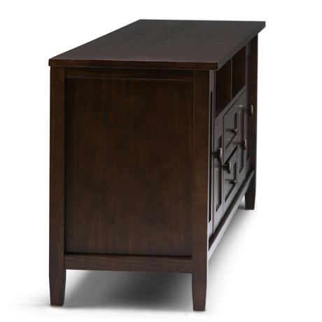Warm Shaker - TV Media Stand Handcrafted - Tobacco Brown by Simpli-Home | Bel Furniture