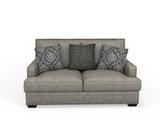 Transitional Gray 2 Piece Sofa and Loveseat Set with Nailhead Trim