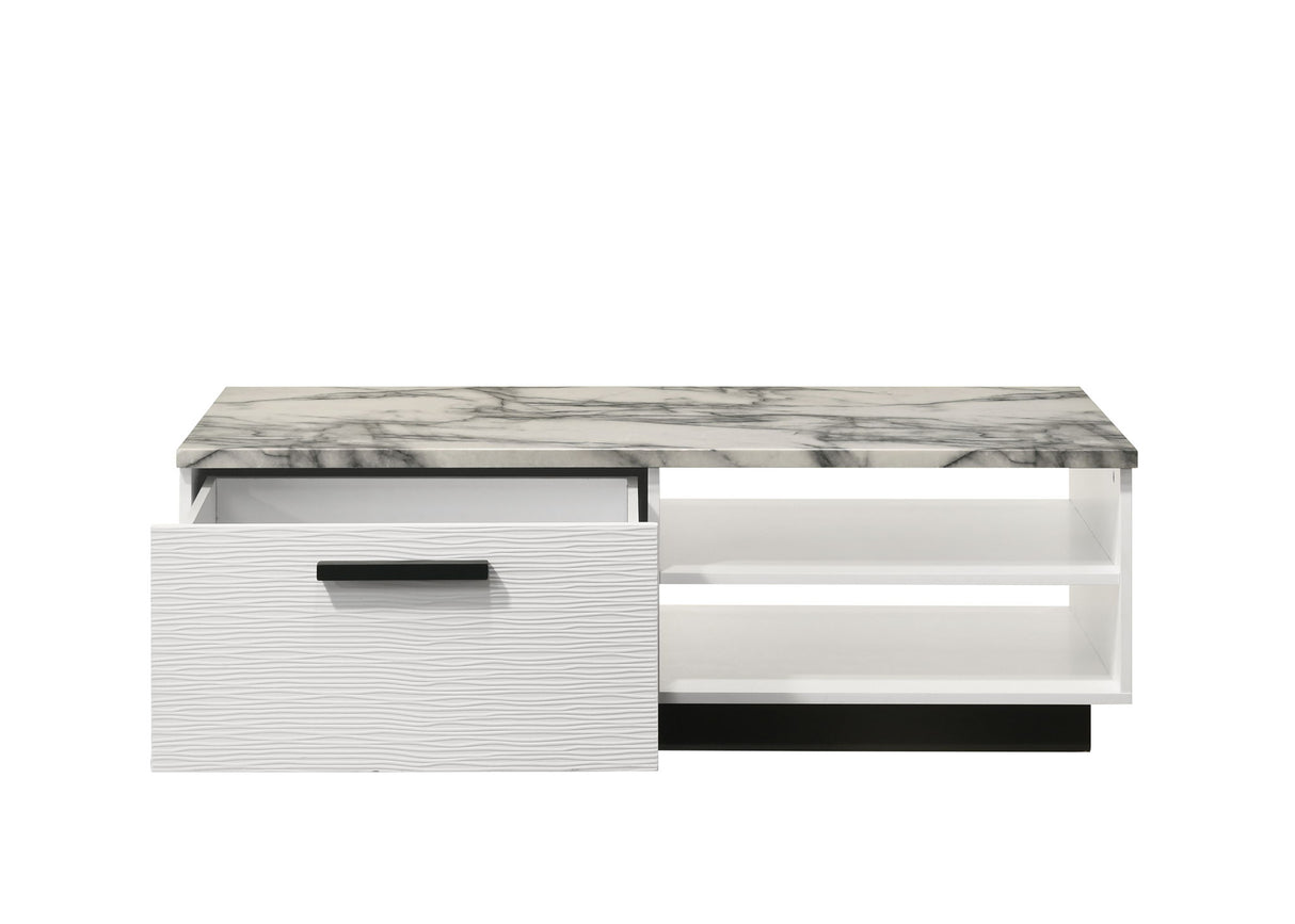 Matilda - Coffee Table With White Faux Marble Top - White by Lilola Home | Bel Furniture