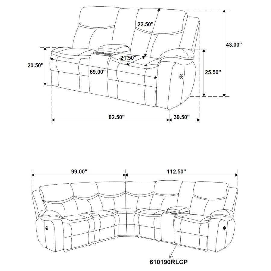 Sycamore - Upholstered Power Reclining Sectional Sofa