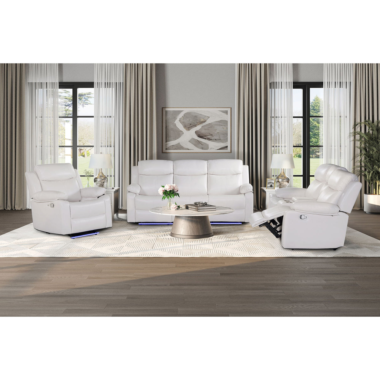 Blanche - Console Reclining Loveseat With LED Lights And Speakers
