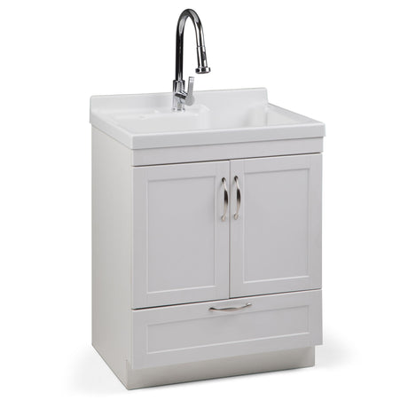 Maile - Laundry Cabinet With Pull-Out Faucet And Abs Sink - Pure White by Simpli-Home | Bel Furniture